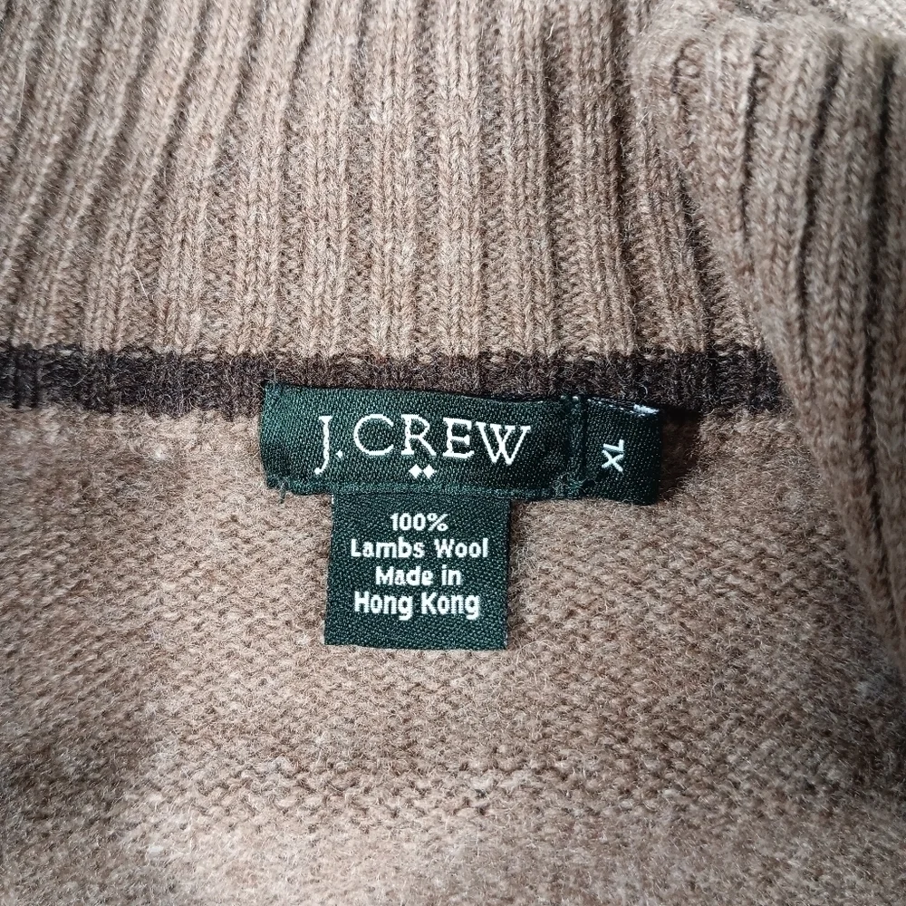 Vintage J Crew Sweater Mens XL Brown Lambswool Fair Isle Fall Outdoor Grandpa